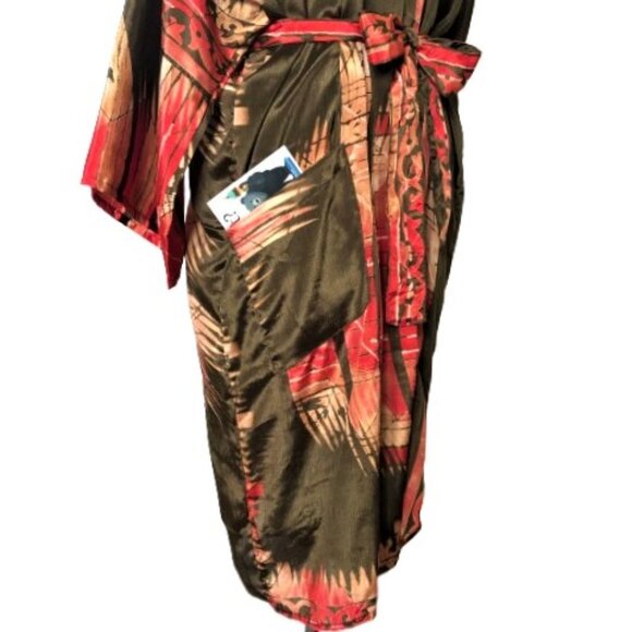 Vintage 100% silk amazing abstract print kimono cover up duster - Picture 8 of 16